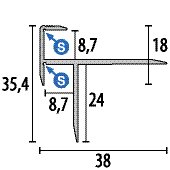 Küberit Alu Winkelprofil Typ 235 270cm, F4 silber gebohrt - Aluminium -  Kantenschutz Winkel Treppenprofil mit Zierrillen